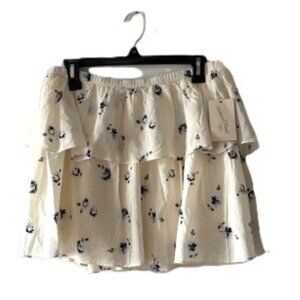 Universal Thread Cream Floral (Fully Lined) Ruffled Mini Skirt